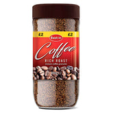 Best In - Rich And Roasted Instant Coffee Granules, 100g with a red label and brown lid, delivers a rich, roasted flavor and is priced at £2.
